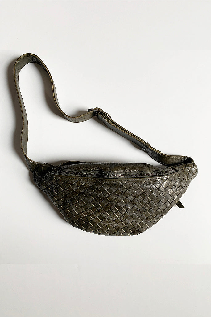 CNP NEW CROSS WOVEN FANNY PACK, OLIVE
