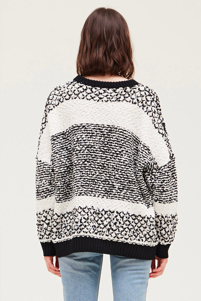 GRADE AND GATHER MIX STRIPE OVERSIZE SWEATER