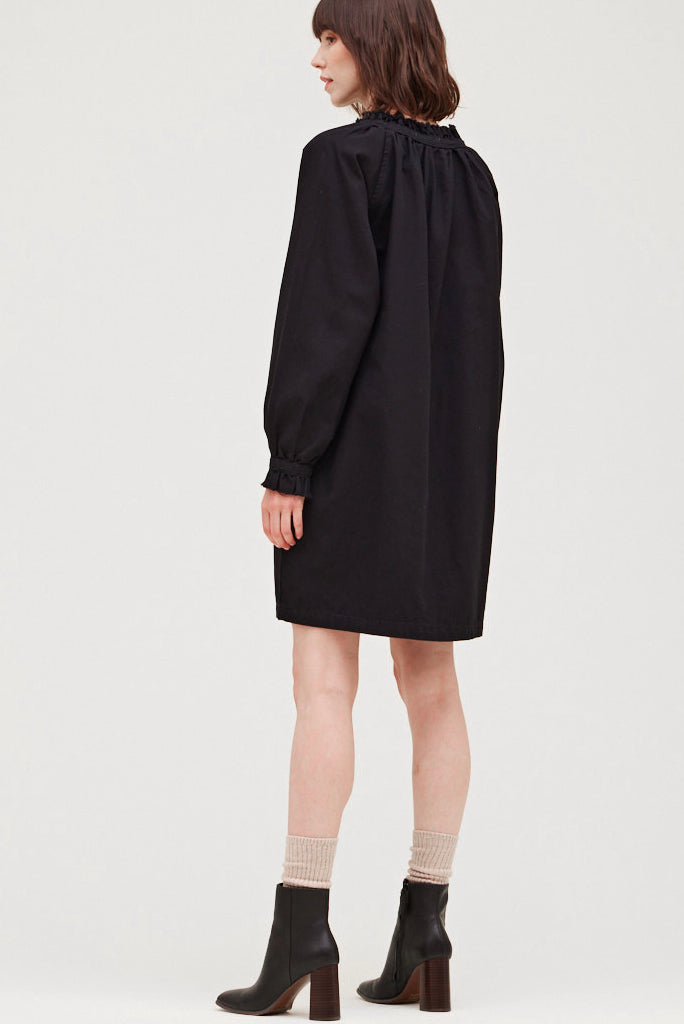 GRADE AND GATHER ENZYME WASHED TWILL DRESS