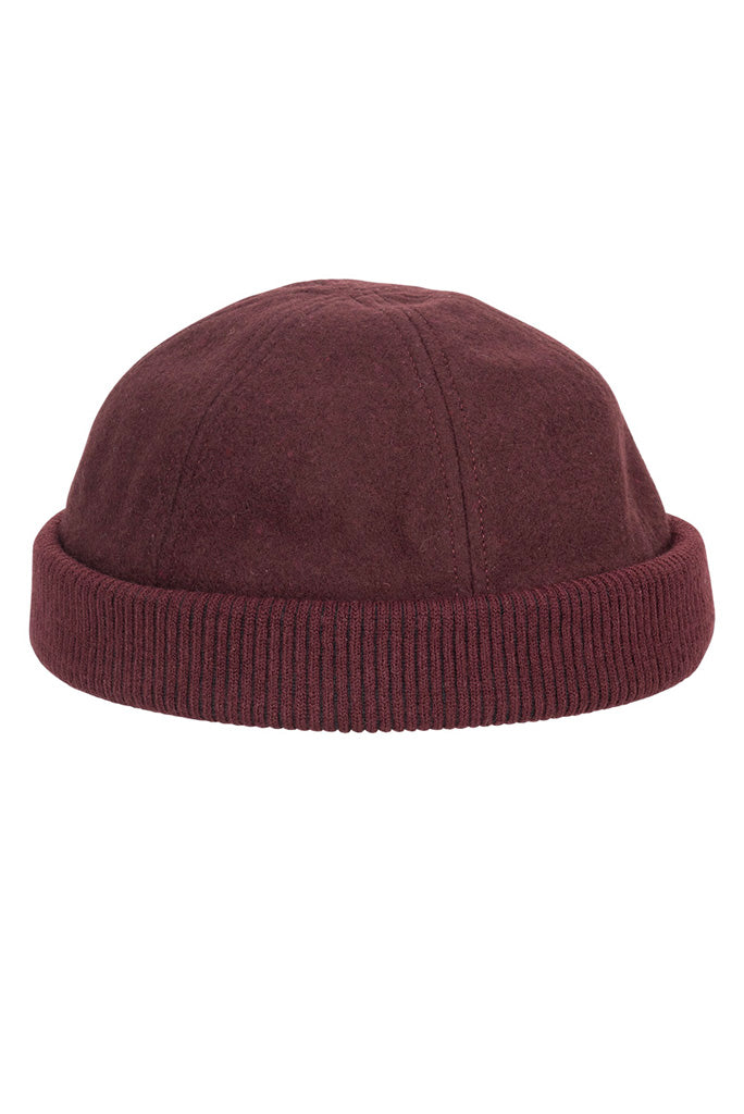 SKULLY BEANIE WITH KNIT BAND, BLACK OR BURGUNDY